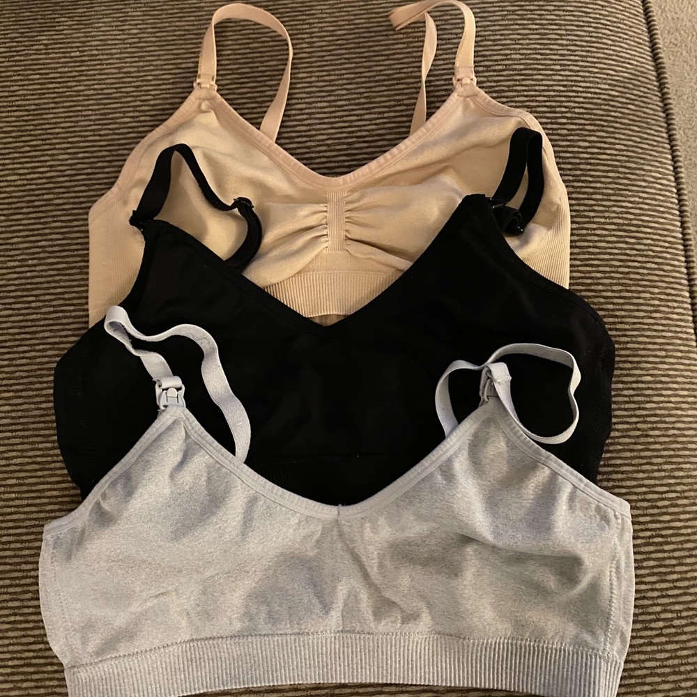 Three comfy nursing bras